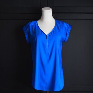 Express | Like NEW Satin Trim Rolled Sleeve Top